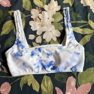 Blue and White Tie-Dye Bikini Top